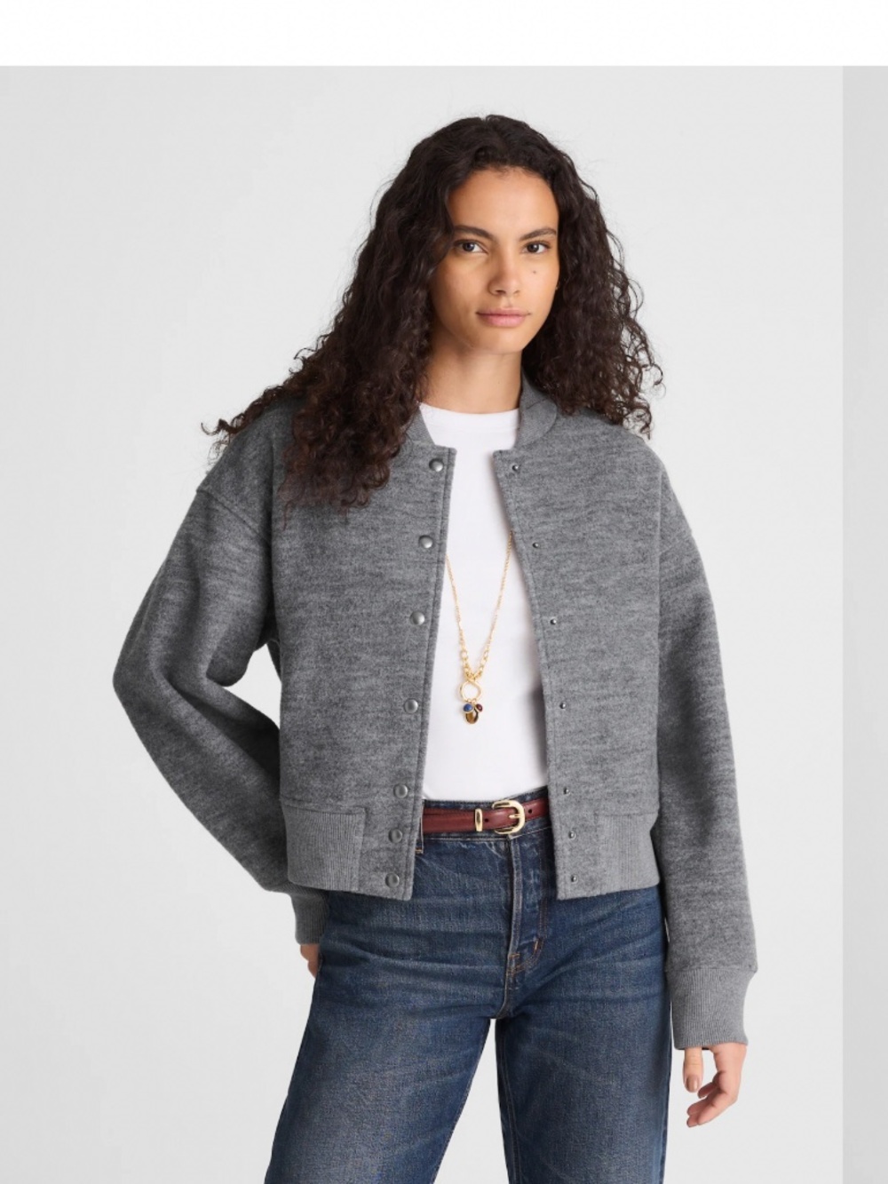 NWT Madewell Double-Faced Knit Bomber Jacket Medium Gray